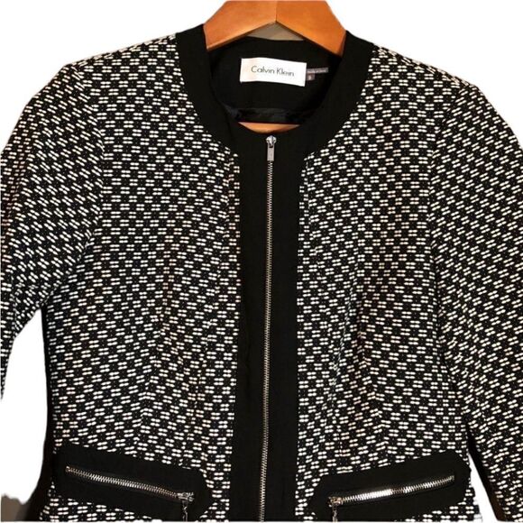 Calvin Klein black & white zip up blazer/ coat - Picture 2 of 9